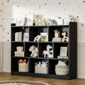 DIYART Black Bookshelf, Wood Bookcase with 3 Tier Open Shelves, 10-Cube Minimalist Storage Shelf for Living Room, Bedroom, 43.3" W x 35.4" H