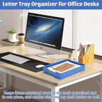 AZFUNN Letter-Size Tray Desk Letter Tray Paper Tray, Sturdy Heavy-Duty Plastic Printer Paper Tray, Single-Tier Stackable File Storage Organizer for Office Home (1, Blue)