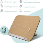 CataKenTika Wood Book Stand - Book Holder for Reading Hands Free, Foldable, Adjustable Book Display Stand, Cookbook Stand Portable, Lightweight Page Holder for Book Lovers, Cooks, Students 13.4"x9.4"