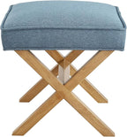 Amazon Basics Small Ottoman Foot Rest, Mid-Century Modern X Square Polyester Foot Stool, Indigo Blue, 20"W x 18"D x 18"H