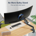 AVLT Single 17"-45" Monitor Arm Desk Mount Premium Mechanical Spring fits One Flat/Curved/Ultrawide Monitor Full Motion Height Swivel Tilt Rotation Adjustable, Black