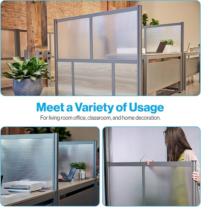 NBF Office Partition Room Divider - 76" H x 96" W Espresso & Warm Ash, Large Privacy Screen, Portable Partition Wall, Free Standing Office Divider