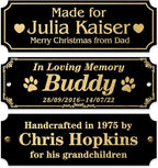 Caramel Sweet Life Personalized Name Plates, Black Engraved Plaque with Gold Text, Trophy Plates Engraved, Custom Name Plate with Adhesive Backing or Screws, 3" W x 1" H