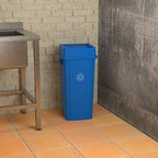 Krollen Industrial 23 Gallon Blue Square Commercial Trash Can with Lid
