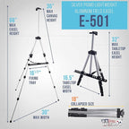 U.S. Art Supply 66" Silver Metal Tripod Easel Display - Adjustable 18"- 5.5', Holds 36" Canvas - Floor/Tabletop Easel Stand, for Sign Display, Painting, Poster Board, Canvas - Portable Bag
