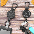 koorito 1 Pack Heavy Duty Retractable Keychain Clip Carabiner Badge Reel Retractable Badge Holder Key Reel with 31.1” Retractable Cord, 9oz, Black