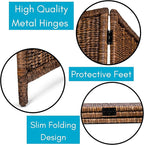 BIRDROCK HOME 3 Panel Seagrass Room Divider - Brown Wash - Folding Sections - Partition Screen - Hand Woven Abaca - Home Decor