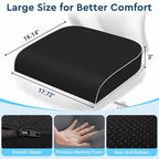 SofterCharm Seat Cushion, Memory Foam Office Chair Cushions for Long Sitting Hours, Chair Pad for Sciatica, Coccyx, Tailbone, Hip Pain & Pressure Relief, Office, Home, Car Seats, Airplane, Black/Large