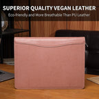 Geslun Personalized Vegan Leather Portfolio, Legal Size 8.5 x 14 Pad Holder, Custom Business Padfolio for Women, Zippered 14" Laptop Organizer, Professional Notepad Folio, Pink