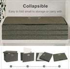 Graciadeco Large 17" 36 Quart Collapsible Stackable Storage Bins with Lids, 3 Packs Dark green Foldable Fabric Closet Storage Boxes with Lids, Heavy-duty Linen Cube Baskets(17x12x11)