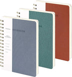 Spiral Notebook-5.75" x 8.125" College Ruled Journal with Inner Pockets and 160 Pages,PU Leather Cover Business Journal, Twin-Wire Binding Notebook Perfect for Office & Home School Supplies 3 pack Reefblue/Green/Brown