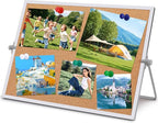 kdafio 11.81"×15.74" Cork Board Bulletin Board, Double Sided Pin Board with Silver Aluminum Border, Desktop Small Cork Board with Stand Suitable for Home, Office, Desk Message Board or Picture Board