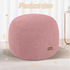 MeMoreCool Stuffed Round Pouf Ottoman Foot Rest, Floor Pouf Foot Stool with Soft Foam Chunk Filling, Small Round Ottoman Footstool Circle Footrest for Living Room, Pink