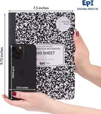 EPI 4 Pack College Ruled Composition Notebook Black - 200 Pages (100 Sheets), 9-3/4 x 7-½ - Classroom Back to School Supplies, Heavy Duty, Durable Hardcover Office Notebooks, Sewn