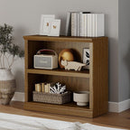 Bevfint Bookcase, 2 Tiers S Bookshelf Open Storage Organization, Floor Standing Indoor Furniture Book Case for Library Office Living Room Bedroom, Vintage Oak - 2 Tier