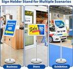 VAIIGO 6Packs Floor Standing Sign Holder Stands for Display 11x17Inch Pedestal Poster Sign Stand, Adjustable Sign Holder Stand for Vertical & Horizontal View Sign Display Stand, Silver