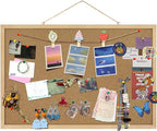 Cork Board Bulletin Board 23 x 15.7Inches with Rectangle Wooden Frame Hanging Pin for Walls Office Message Board or Vision Board Decoration