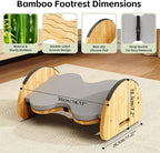 Ergonomic Under Desk Bamboo Footrest, 3-in-1 Reversible Rocking Footrest with Footpads, 4 Adjustable Heights Office Foot Stool, Large Anti-Slip Surface, Improves Posture and Blood Circulation