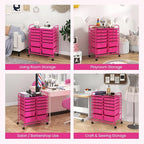 LDAILY 12 Drawer Rolling Storage Cart, Craft Cart Organizer on Wheels w/Metal Frame, Large Capacity & Smooth Drawer, Rolling Cart w/Drawers for Classroom, Office