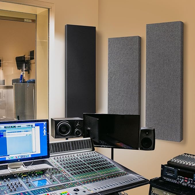 UMIACOUSTICS 2 PCS Fiberglass Acoustic Panels, 48x12x2 Inches Sound Absorbing Panels, Sound Proof Panels for Studios, Office, Home Theater. (Heather)