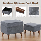 FAGAGA Storage Ottomans with Adjustable Cover, BOGO, Step Stool, Footrest and Seat, Ottoman Foot Rest Set for Living Room, Bedroom, Dorm, Light Gray