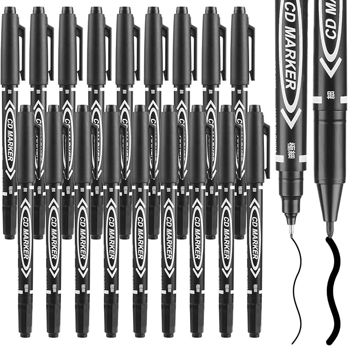 Sibba 20 PCS Dual-Tip Black Drawing Pens 0.5/1mm Bold & Fine Paint Markers, Fineliner Permanent Marker Bible Journaling Writing Pens for Artist Sketch Sketching Writing Dooding Marking Signature