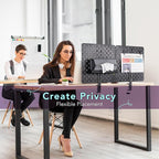 EHO Clamp-On Desk Pegboard, 2Pack (Combined Size 27 x 14 inch) Privacy Divider, Desk Partition Panel, No-Drill Desk Mounted Peg Board Organizer for Office, Gaming, Home, Black