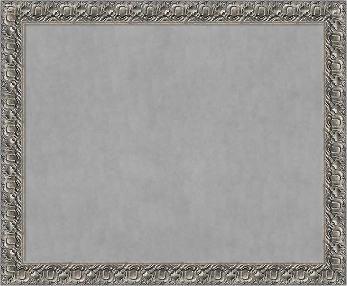 Amanti Art Silver Framed Magnetic Board 38x46 X-Large Vision Board for use with Magnets, 100% Metal Sheet to Display Items as Office Decor or for Home Organization in mudroom, Kitchen or Kids Room
