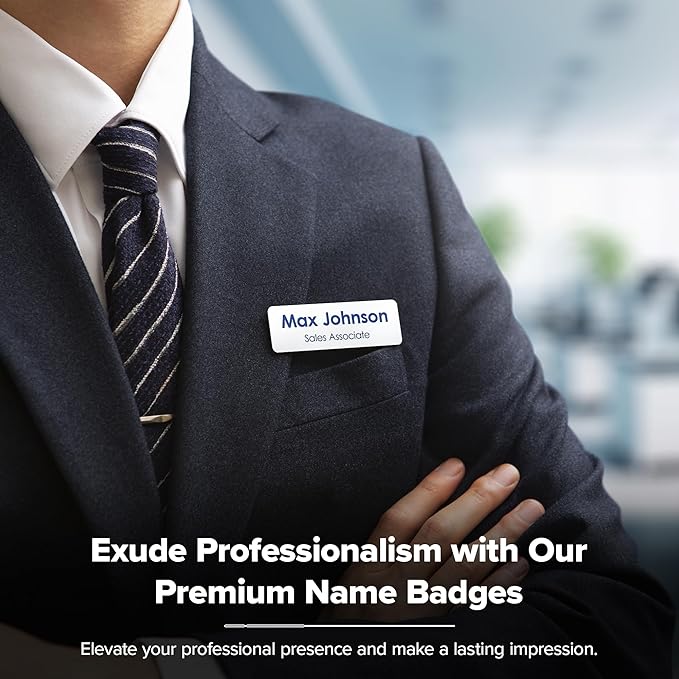 Custom Engraved Name Tags, Magnetic White and Blue Name Tags, Personalized Name Tags, 1x3 Inches, Durable Engravable Impact Material, Made in The USA by My Sign Center