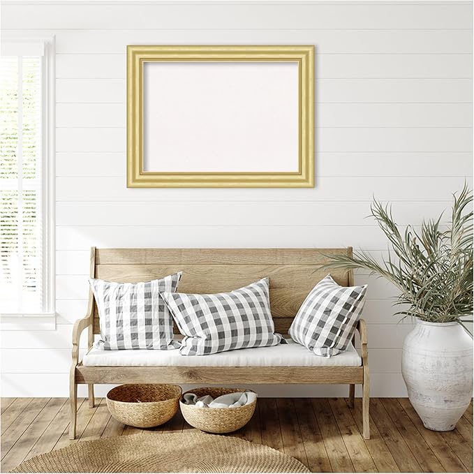 Amanti Art White Cork Board for Wall, 25x33 Vision Board with Gold Frame, Medium Corkboard Office Decor for Home Organization, Traditional Corkboard Pinboard to Display Items for Home Organization