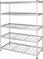 Amazon Basics 5 Shelf, High-Grade Aluminum, Silver, 60 x 24 x 78 Inch | Heavy Duty, 4000IBS, Adjustable, Storage, Shelving Unit
