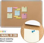 Cork Bulletin Board, 48 X 32 Inches Cork Strip Frame Message Vision Board, Large Wall Mounted Notice Memo Pin Board with 28 Push Pins