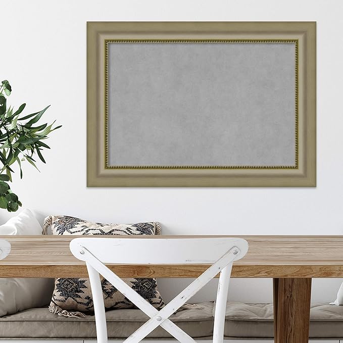 Amanti Art Silver Framed Magnetic Board 21x29 Medium Vision Board for use with Magnets, 100% Metal Sheet to Display Items as Office Decor or for Home Organization in mudroom, Kitchen or Kids Room