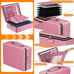 ENGPOW Fireproof Document Box, Hard Case File Box with Fireproof Zipper＆Lock, 6400°F Heat Insulated Fire and Water Resistant File Organizer Storage Safe for Important Documents Laptop Cash, Pink