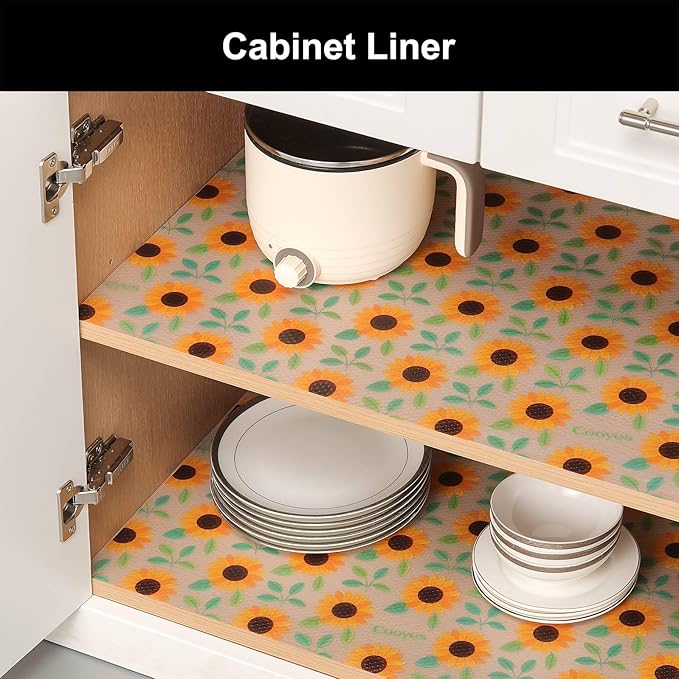 Cooyes Shelf Liner – Premium Non-Adhesive Cabinet & Drawer Liner for Kitchen – Waterproof Shelf Paper with Modern Pattern – Durable EVA Cabinet Mat – Easy to Cut （24" W x 240" L）