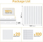 Large Cork Board for Wall 48" x 60" White Bulletin Board with Safe Removable Adhesive Squares for Pictures Photos, Alternative CorkBoard Felt Pin Boards Tiles for Office Classroom Wall Decor - 20 Pack