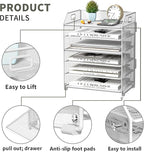 6 Tier Desk Organizer, Heavy-Duty Thick Metal Letter Tray Organizer, Large Capacity Desktop File Organizer for Heavy Files, Easy to Assemble for Home, Office & Classroom,Black,White