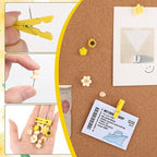 78 Pieces Push Pins Set Cute Thumb Tacks Decorative Flower Push Pins for Wall Cork Board Bulletin Boards with Storage Box（Yellow Style）