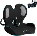 Memory Foam Seat Cushion,Office Chair Cushion with Lumbar Support,L-Shape Ergonomic Cushions with Strap,Non-Slip Sciatica,Hemorrhoids, Tailbone Pain Relief for Office Workers,Driver(Black+Mesh cloth)