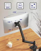 Ergounion Single Monitor Arm Desk Mount, Holds Screens up to 40 Inches and 25 lbs, Fully Adjustable Vesa Monitor Mount with C-Clamp and Grommet Base, Aluminum, Black