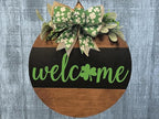 Wood front door sign Wood sign Home decor Welcome sign Sign for front door House warming gift Wedding gift (Saint Patrick's-UV020(A41) S003, 22" Width)