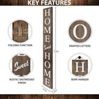 Home Sweet Home Sign for Front Door, Wood Rustic Front Porch Décor, Farmhouse Porch Sign Decorations, Outdoor Signs for Porch, Indoor Outdoor Decorations, Vertical 6ft