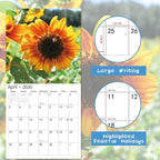2026 Wall Calendar,Calendar 2026, November 2025 - December 2026, Wall Calendar Sunflowers, 12" x 24" Opened,Full Page Months Thick & Sturdy Paper for Gift Perfect Calendar Organizing & Planning