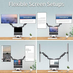 MOUNTUP Dual Monitor and Laptop Mount, Adjustable Monitor Stand for 2 Max 27" Computer Screens, Laptop Tray Fits 10-17inch Notebook, Holds 4.4-17.6lbs Per Arm, 3-in-1 Adjustable Monitor Desk Mount