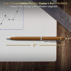 DISCOUNT PROMOS Twist Action Plastic Stylus Pens, Set of 10, Bulk Pack - Pens for Work, Cool Pens for Writing, Black Ink - Gold