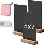 JDEA Desktop Chalkboard Sign Double-Sided Chalkboard with Wooden Base (3 Pack 7.9x5.1)
