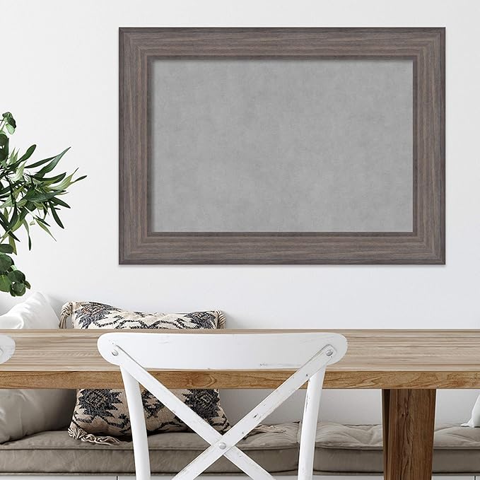 Amanti Art Grey Framed Magnetic Board 21x29 Medium Vision Board for use with Magnets, 100% Metal Sheet to Display Items as Office Decor or for Home Organization in mudroom, Kitchen or Kids Room