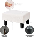 BRIAN & DANY Small Foot Stool Ottoman, Footstool with Legs, Teddy Velvet Foot Rest for Living Room, Bedroom and Office, White