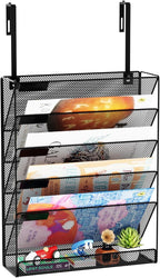 GDINDINFAN 6-Tier Hanging File Organizer Office Cubicle Accessories for Work Organizer Wall Mount File Holder for Mails Folders Papers Magazine Organization, Black