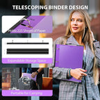 WOT I Telescoping Project Organizer, Refillable 3 Ring Binder with Dividers and Pockets, 13 Pocket Folders, 1 Inch 3 Rings, Purple